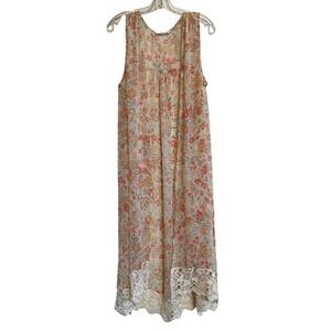 Jack Women‎ Long Sheer Floral Cardigan Medium Polyester/Crochet Lace Beach Cover